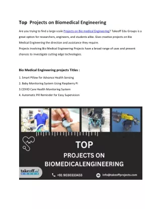 Top Projects on Bio medical Engineering