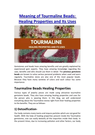 Meaning of Tourmaline Beads Healing Properties and Its Uses