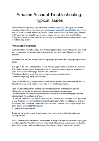 Amazon Account Troubleshooting_ Typical Issues - Google Docs
