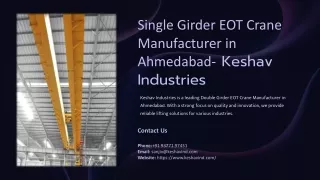 Double Girder EOT Crane Manufacturer in Ahmedabad