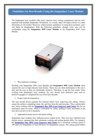 Guidelines for Best Results Using the Snapmaker Laser Module