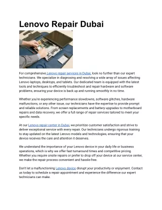 Lenovo Repair Dubai