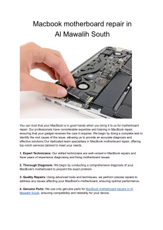 _Macbook motherboard repair in Al Mawalih South