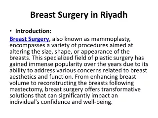 Breast Surgery in Riyadh