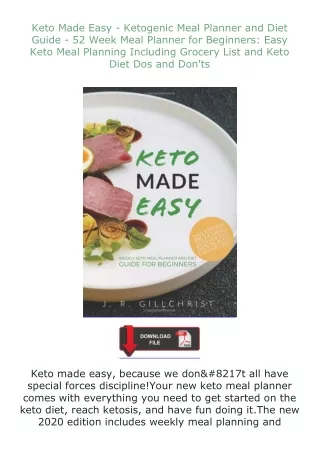 Ebook❤(download)⚡ Keto Made Easy - Ketogenic Meal Planner and Diet Guide - 52 Week Meal Planner for Beginners: