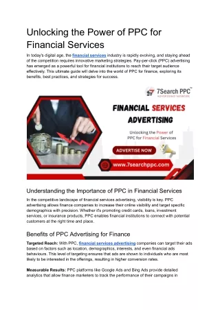 Unlocking the Power of PPC for Financial Services