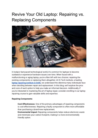 Revive Your Old Laptop: Repairing vs. Replacing Components