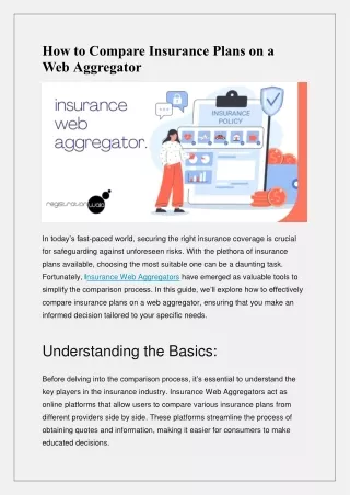 How to Compare Insurance Plans on a Web Aggregator