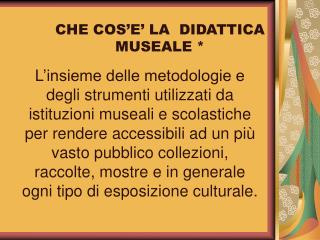 CHE COS’E’ LA DIDATTICA MUSEALE *