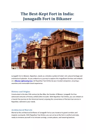 The Best Kept Fort in India Junagadh Fort in Bikaner