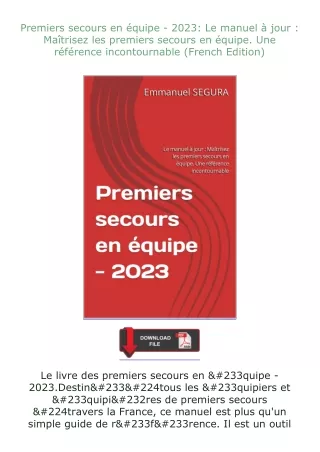 PDF✔Download❤ Premiers secours en équipe - 2023: Le manuel à jour : Maîtrisez les premiers secours en équipe.