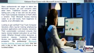 Enhance Your Career with Microsoft Access Training