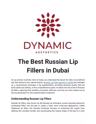 The Best Russian Lip Fillers in Dubai