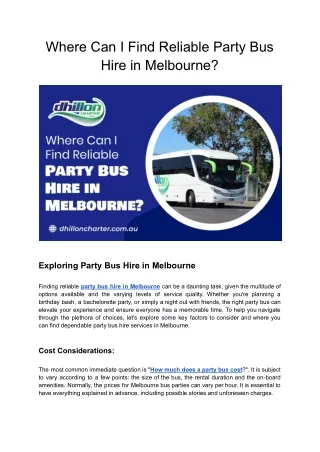Where to Get Consistent Party Bus Hire in Melbourne?