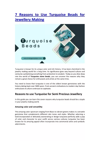 7 Reasons to Use Turquoise Beads for Jewellery Making