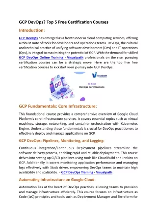 DevOps with GCP Training in - hyderabad