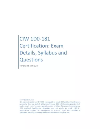 CIW 1D0-181 Certification: Exam Details, Syllabus and Questions