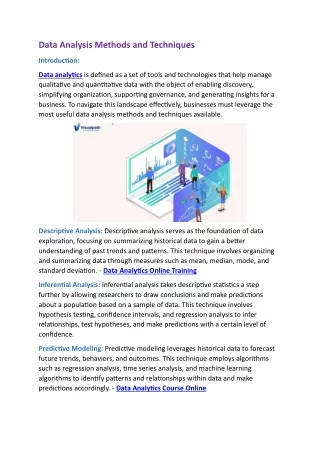 Data Analytics Online Training | Visualpath