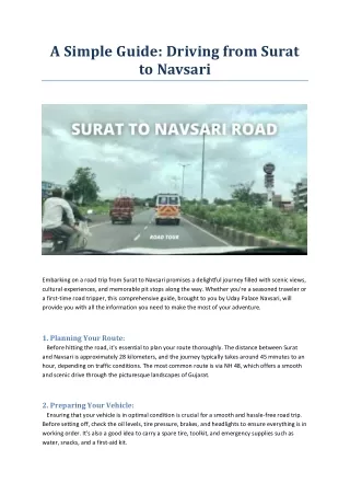 A Simple Guide Driving from Surat to Navsari
