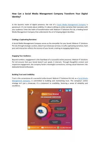 How Can a Social Media Management Company Transform Your Digital Identity