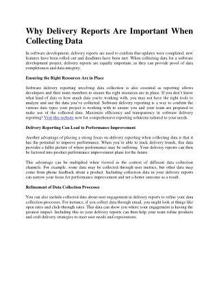 Why Delivery Reports Are Important When Collecting Data