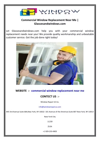 Commercial Window Replacement Near Me  Glassesandwindows.com