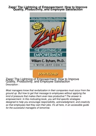 get⚡[PDF]❤ Zapp! The Lightning of Empowerment: How to Improve Quality, Productivity, and