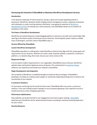 Harnessing the Potential of iOSandWeb to Maximize WordPress Development Services