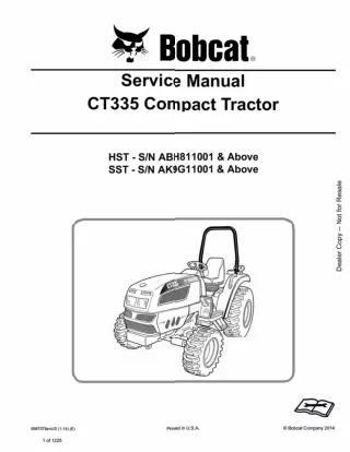 BOBCAT CT335 COMPACT TRACTOR Service Repair Manual SN ABH811001 AND Above