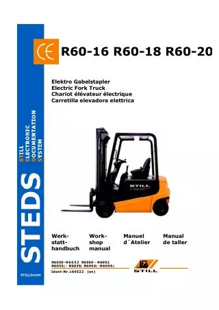 Still Electric Fork Truck Forklift R60-16 Series Service Repair Manual