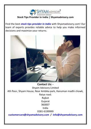 Stock Tips Provider In India Shyamadvisory.com
