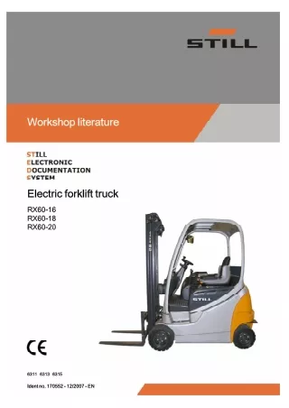 Still Electric Fork Truck Forklift RX60-18 Series Service Repair Manual