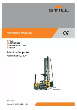 Still MX-X Order Picker General 1, 2 80V Forklift Service Repair Manual