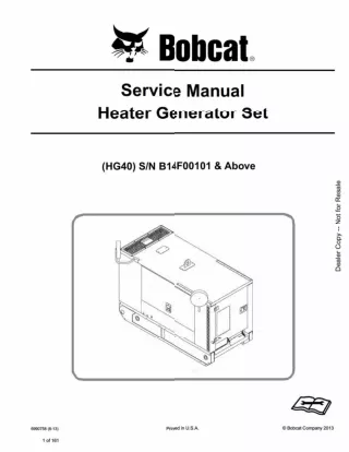 Bobcat HG40 Heater Generator Set Service Repair Manual SN B14F00101 And Above