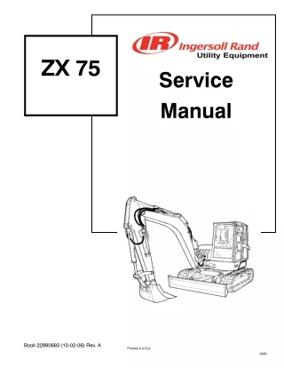 Bobcat Ingersoll Rand ZX75 Excavator Service Repair Manual