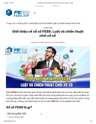Giới thiệu về xổ số FE88: Luật và chiến thuật chơi xổ số