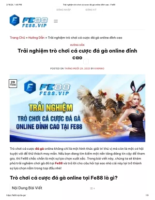 Trải nghiệm trò chơi cá cược đá gà online đỉnh cao