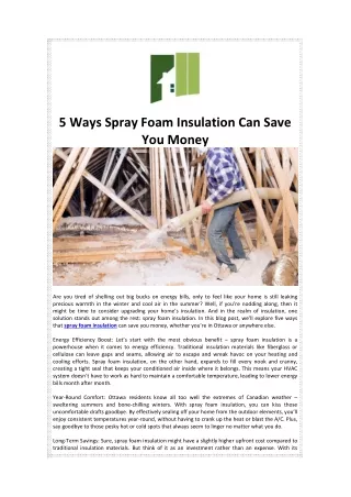 5 Ways Spray Foam Insulation Can Save You Money