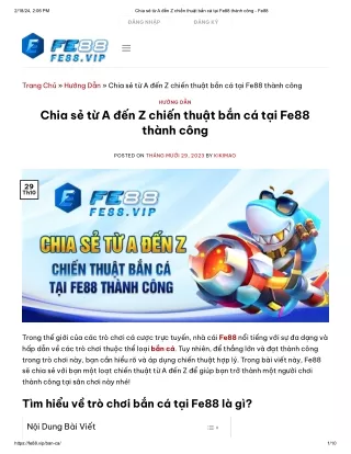 Chia sẻ từ A đến Z chiến thuật bắn cá tại Fe88 thành công