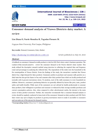 Consumer demand analysis of Ytawes Districts dairy market: A review