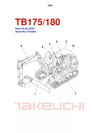 Takeuchi TB175 Hydraulic Excavator Parts Catalogue Manual