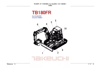 Takeuchi TB180FR Parts Catalogue Manual (Serial No. 17840001 and up)