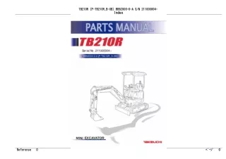 Takeuchi TB210R Mini Excavator Parts Catalogue Manual (Serial No. 211000004 and up)