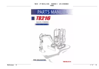 Takeuchi TB216 Mini Excavator Parts Catalogue Manual (Serial No. 216000002 and up)