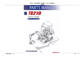 Takeuchi TB219 Mini Excavator Parts Catalogue Manual (Serial No. 121900003 and up)