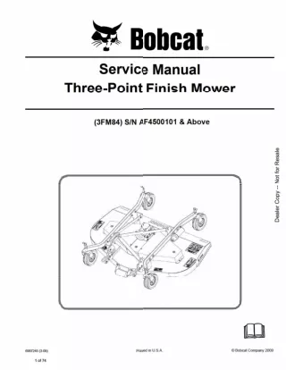 Bobcat 3FM84 Three-Point Finish Mower Service Repair Manual SN AF4500101 And Above