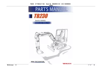 Takeuchi TB230 Mini Excavator Parts Catalogue Manual (Serial No. 130000003 and up)