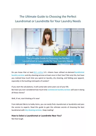 Ultimate Guide to Choosing the Perfect Laundromat or Laundrette for Your Laundry