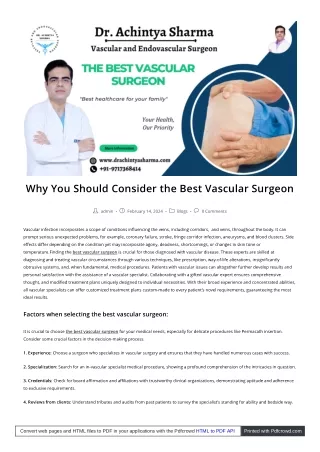 10 Ways to Find the Best Vascular Surgeon