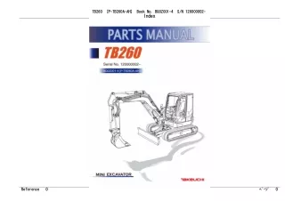 Takeuchi TB260 Mini Excavator Parts Catalogue Manual (Serial No. 126000002 and up)